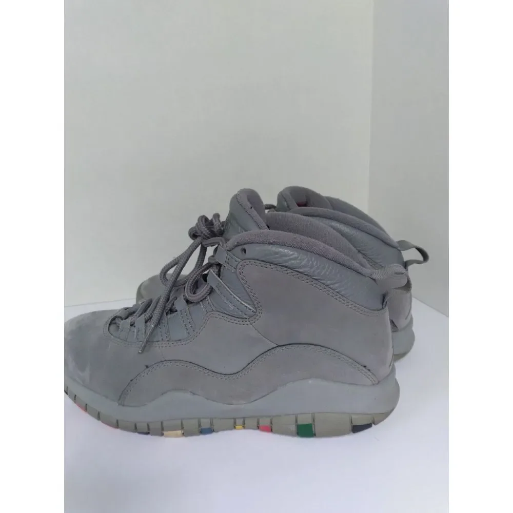 Jordan 10 Retro Sneakers Gray Leather High Top Shoes‎ Casual Comfy